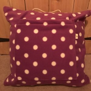Purple polka dot reader cushion